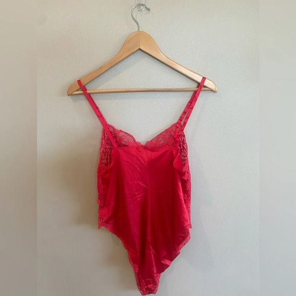 APPLAUSE Vintage Red Lace High Cut Teddy 80s 90s Size 34 Made in the USA NWOT - Picture 2 of 11